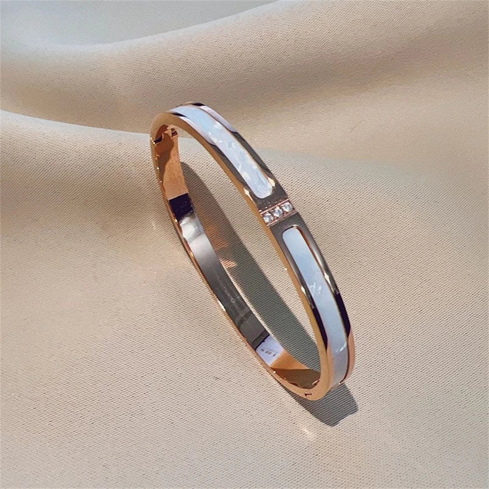 ZAKOL 5/1 pièces ensemble de bracelets en acier inoxydable incrusté de zircone scintillante pour femmes bracelets empilables mode ne se décolore pas bijoux cadeau