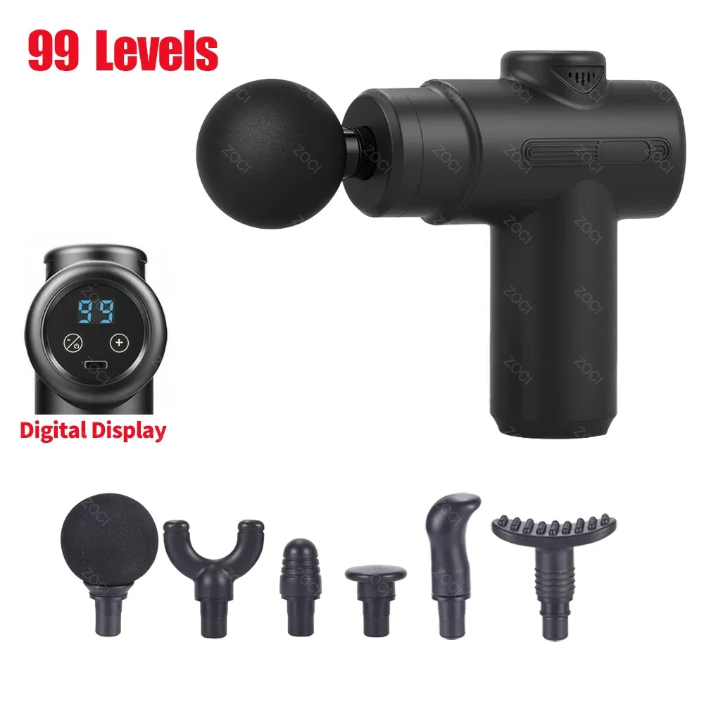 Mini pistolet de Massage Portable à 99 niveaux, pistolet à Fascia portatif, affichage numérique, masseur musculaire par Vibration, masseur de tissus profonds pour le corps