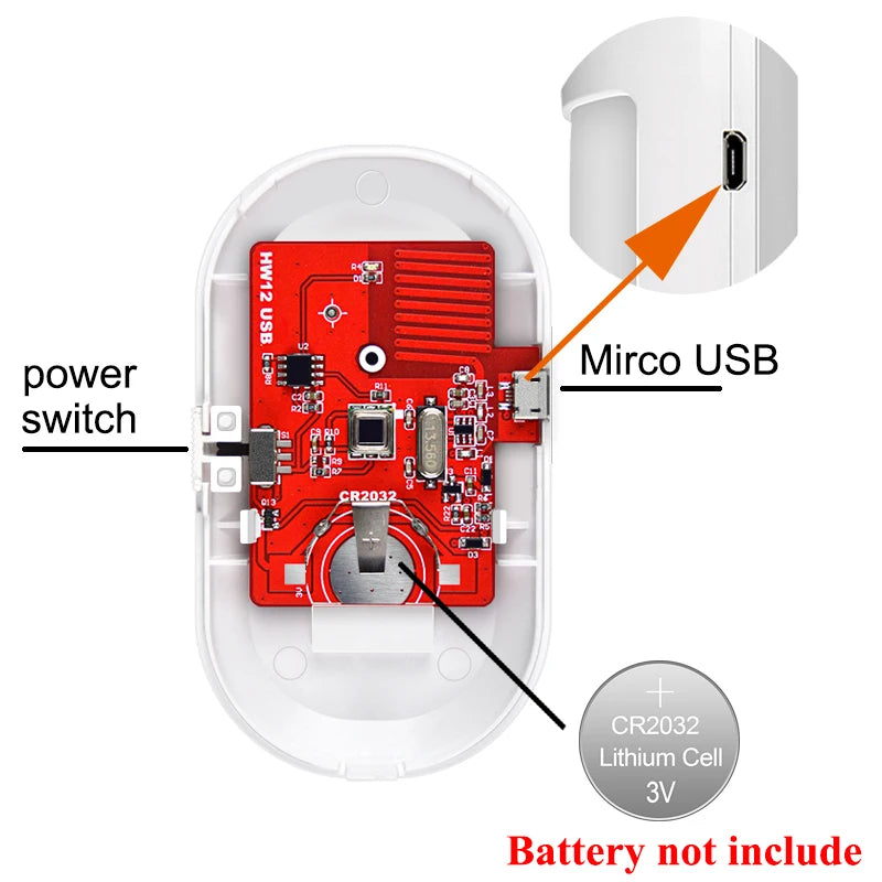 Détecteur de mouvement PIR sans fil 433MHz EV1527, capteur infrarouge, prise en charge de l'alimentation USB 5V pour système d'alarme de sécurité anti-cambriolage domestique