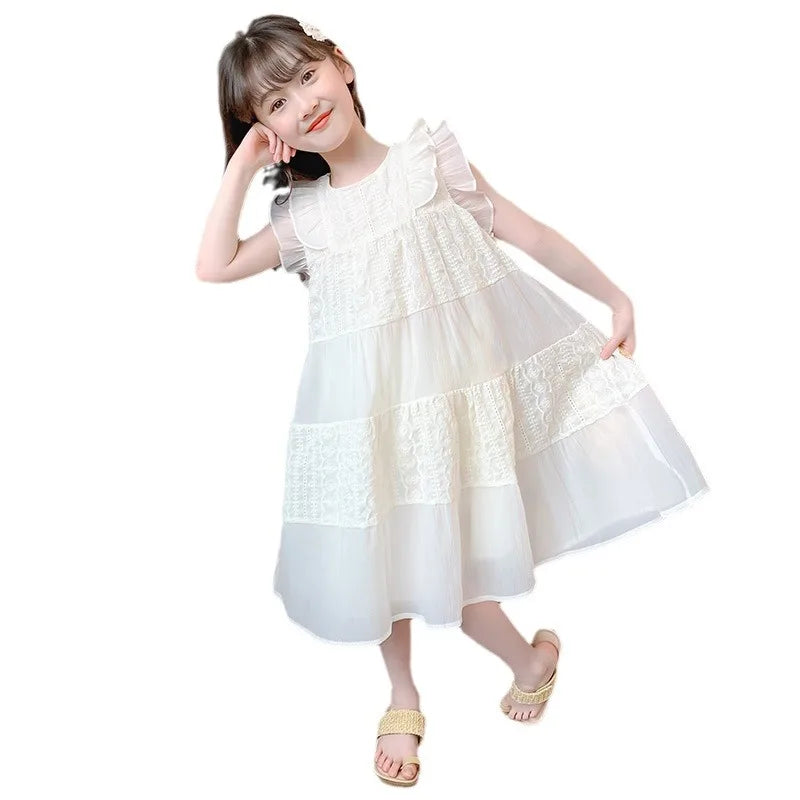 Robe de princesse brodée pour filles, vêtements pour enfants, style de mode simple, nickel é, nouveau, été 2024