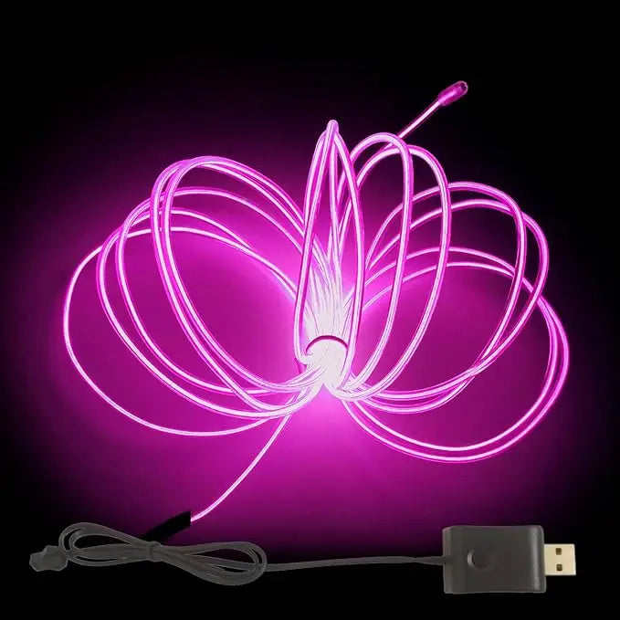 EL – fil lumineux de couleur 3M/5M/10M, avec adaptateur USB, bande lumineuse néon 360, corde lumineuse découpable pour fête d'halloween, décoration DIY