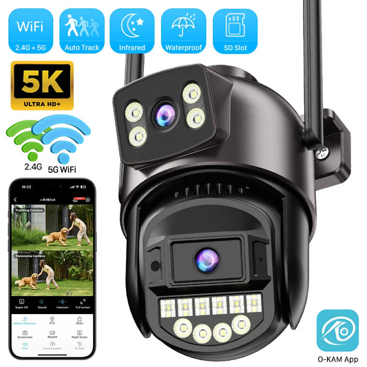Caméra IP PTZ à double objectif 10MP 5K avec double écran 8MP Ai détection humaine suivi automatique caméra de Surveillance extérieure sans fil O-KAM