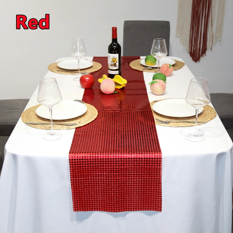 Chemin de Table Disco à paillettes, 7 couleurs, miroir, feuille d'or/argent, décoration de Table à manger métallique pour fête de mariage, anniversaire