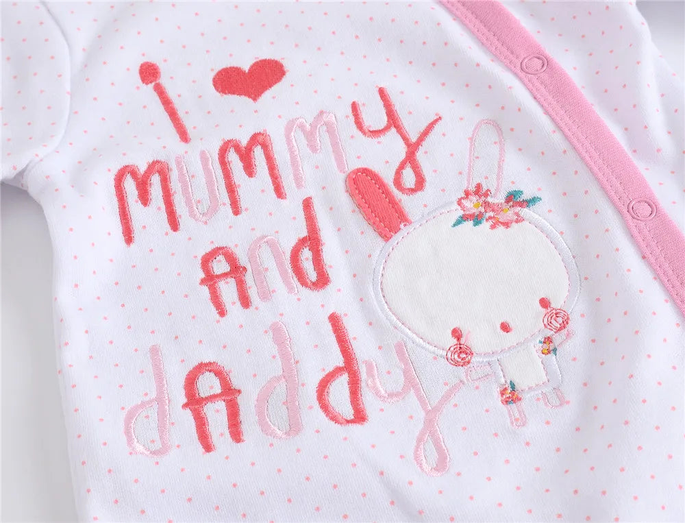 Ensemble de vêtements 100% coton pour bébés filles de 0 à 12 mois, barboteuse à manches longues pour nouveau-né garçon, combinaison imprimée Carton, printemps-automne, 3 pièces/lot