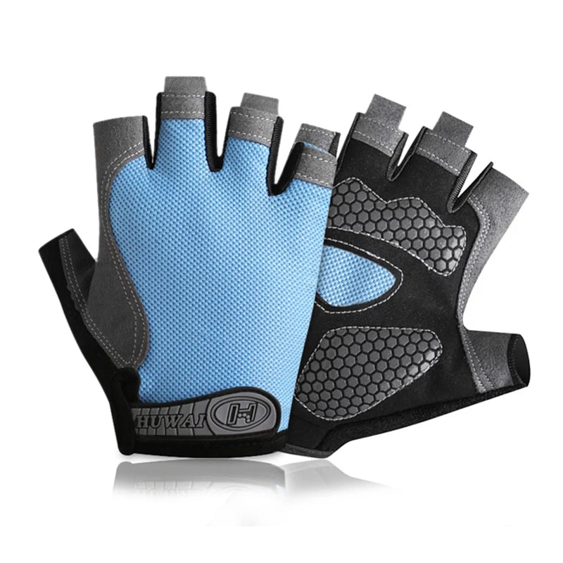 Gants de vélo pour hommes et femmes, demi-doigt, de gymnastique, mitaines respirantes et antidérapantes, pour Fitness, entraînement sportif