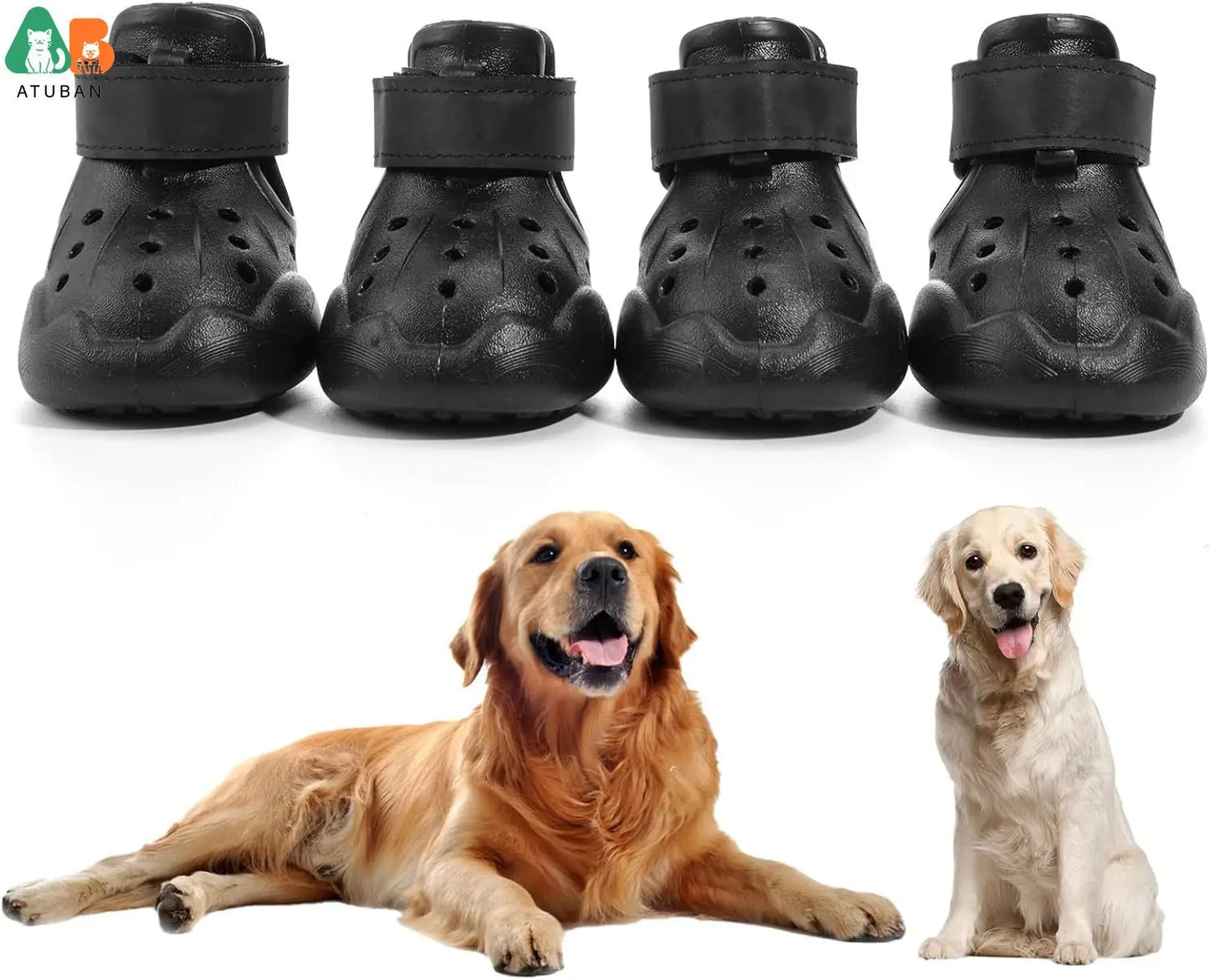 ATUBAN Chaussures pour chiens, sandales pour chaussons chauds, bottes d'extérieur pour chiens, chaussons antidérapants et imperméables pour l'hiver, jour enneigé et été