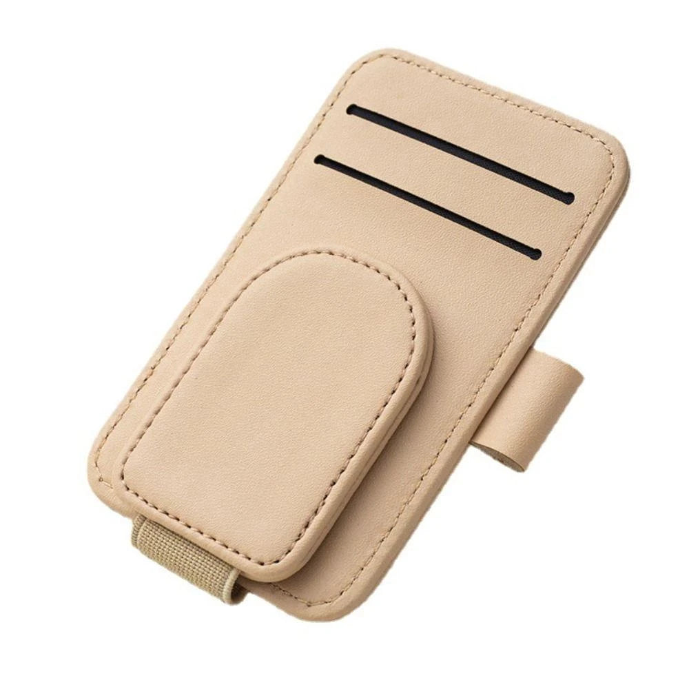 Porte-lunettes de soleil de voiture, Clip de lunettes pour pare-soleil, cintre de lunettes en cuir multifonction, Clip de carte de billet Portable, accessoires de voiture