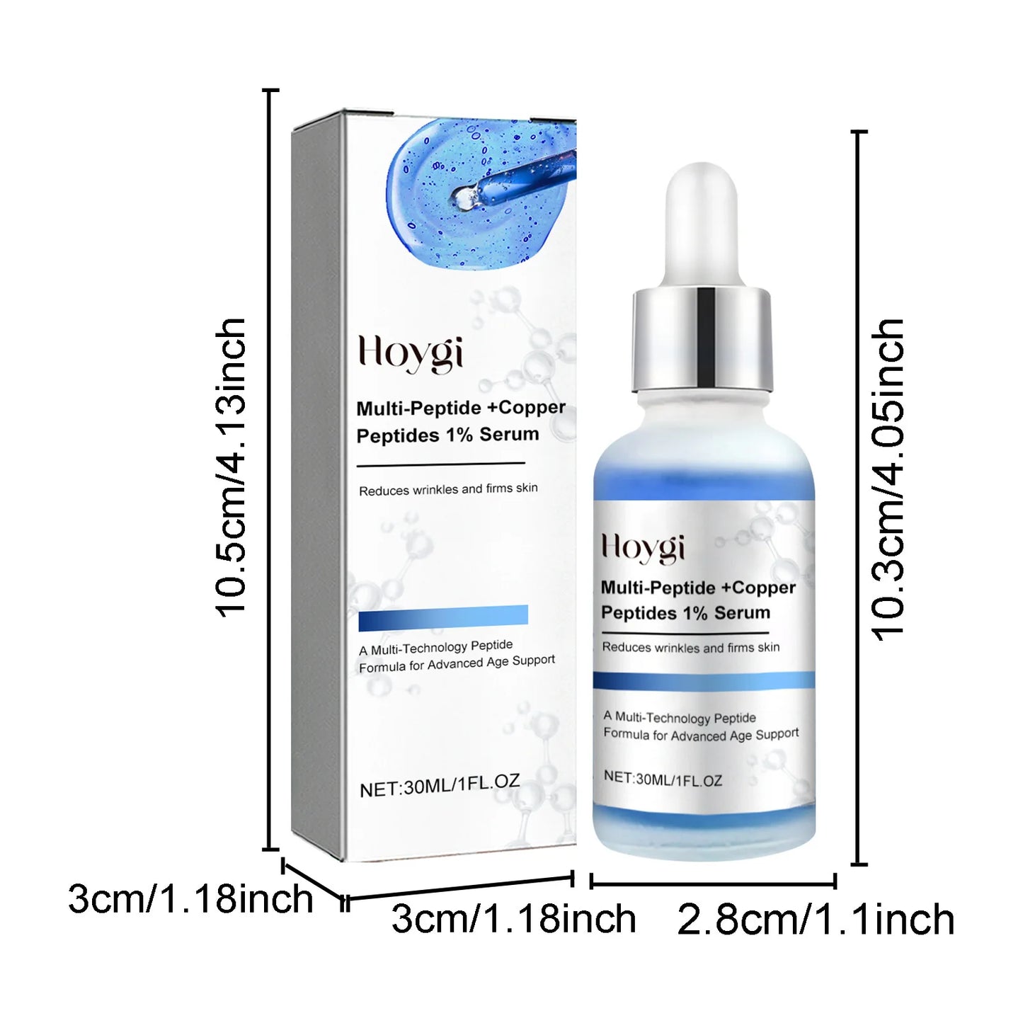 Sérum Peptide de cuivre bleu, Anti-rides, rétrécit les Pores, soins pour la peau, rajeunissement, acide hyaluronique, éclaircissant, hydratant