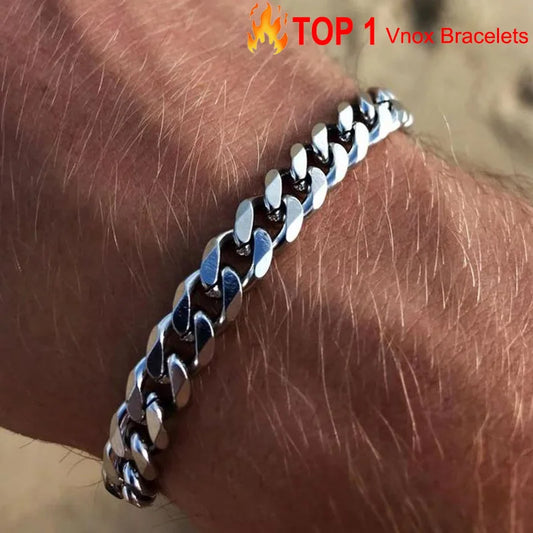 Vnox 3-11mm gros Miami gourmette chaîne Bracelet pour hommes, acier inoxydable lien cubain chaîne Bracelet classique Punk lourd mâle bijoux