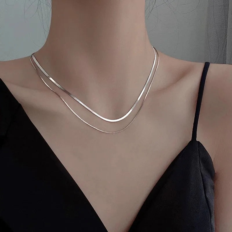 Collier rond à trois couches en argent Sterling 925, chaîne O Simple, pendentif d'amour, cadeau de fête pour femmes, bijoux fins exquis, nouvelle collection