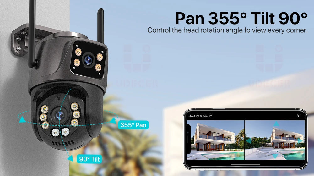 4K 8MP HD Wifi PTZ caméra extérieure 4MP double objectif double écran AI suivi automatique caméra IP CCTV Audio vidéo Surveillance P2P iCSee
