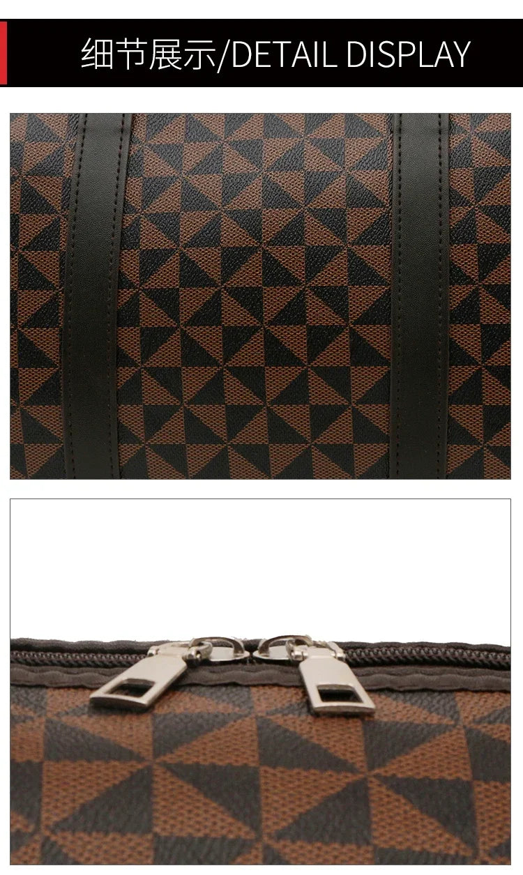 Sacs de voyage rétro géométriques en PU pour femmes, grande capacité, sacs à bandoulière classiques de haute qualité, couleurs assorties, 2024