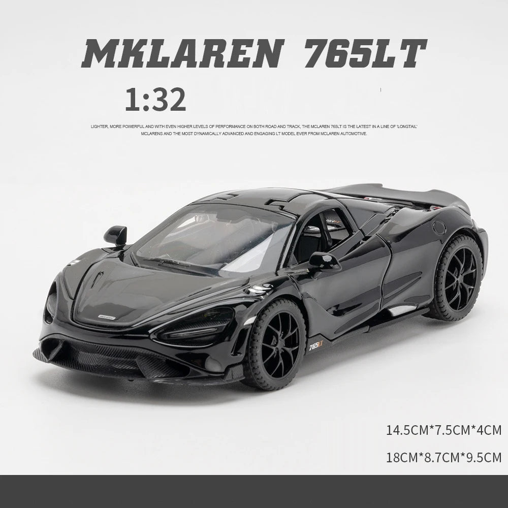 1: 32 Malaren 765TL rapide et furieux 7 modèle de voiture en alliage moulé sous pression jouet avec son et lumière véhicules décoration jouets pour enfants cadeau