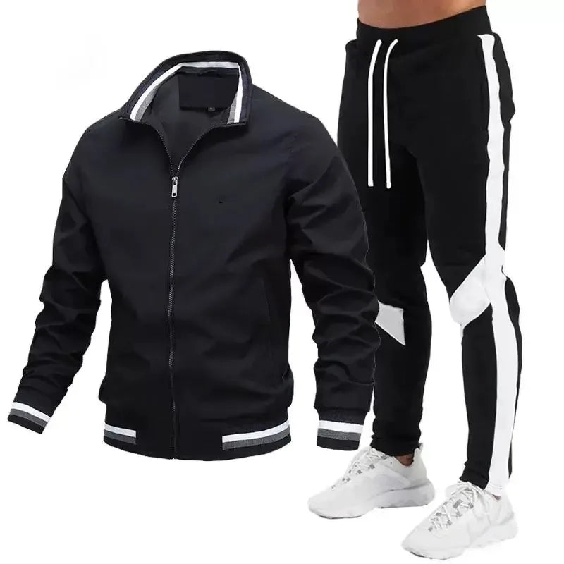 Survêtement pour hommes, jogging décontracté, vêtements de sport, vestes et pantalons, ensembles de 2 pièces, col montant, combinaison de sport, Jogging, Fitness