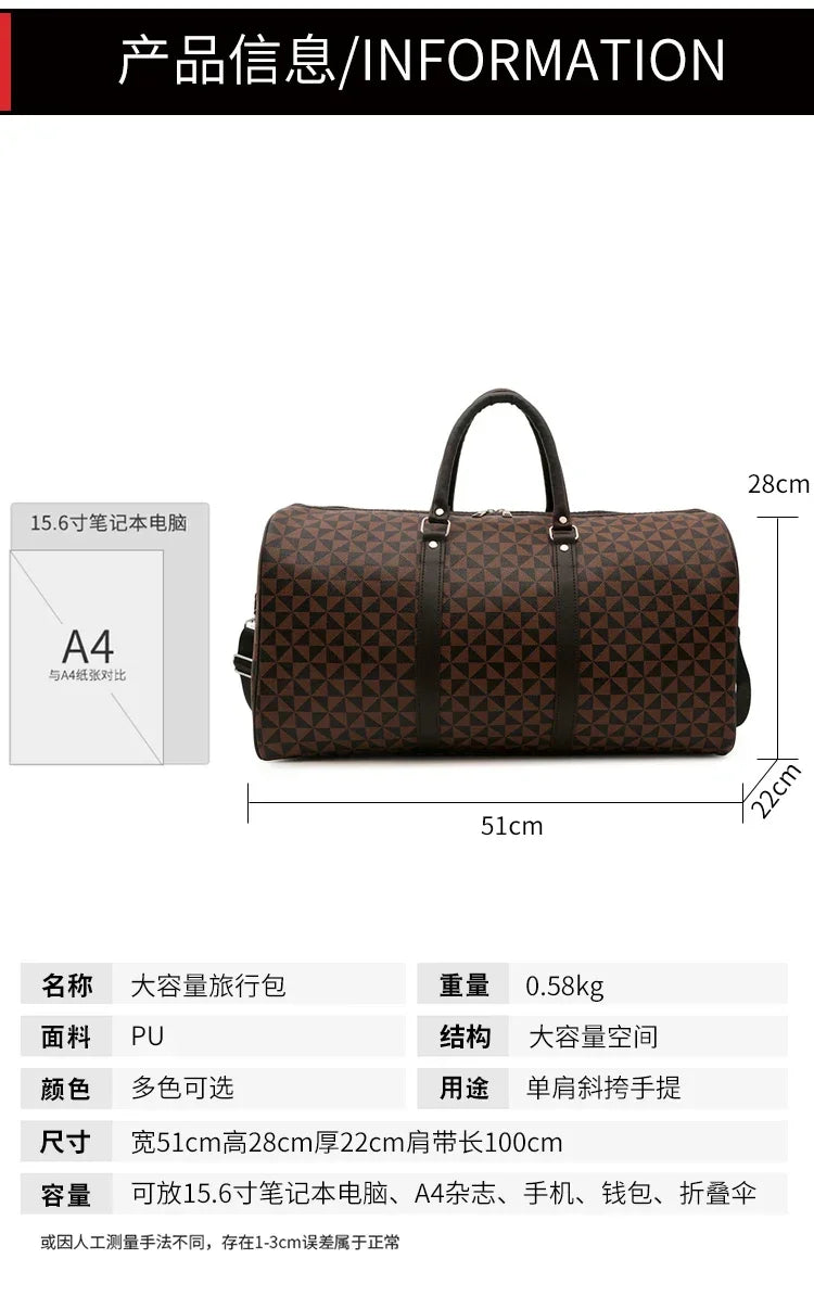 Sacs de voyage rétro géométriques en PU pour femmes, grande capacité, sacs à bandoulière classiques de haute qualité, couleurs assorties, 2024