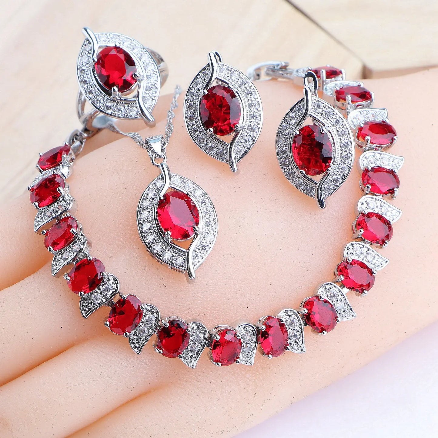 Ensemble de bijoux en argent Zircon violet 925, boucles d'oreilles de mariée, bracelets à breloques pour femmes, bague, pendentif, collier, bijoux de mariage