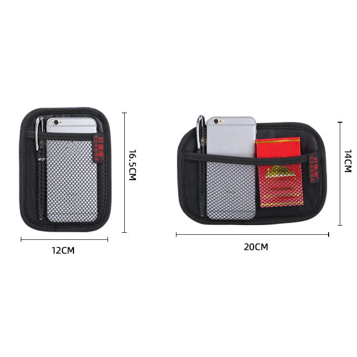 Sac en maille de cuir pour voiture, filet de rangement en tissu Oxford, organisateur d'intérieur de voiture, téléphones, pièces de monnaie, clés, rangement, outils de rangement automobile
