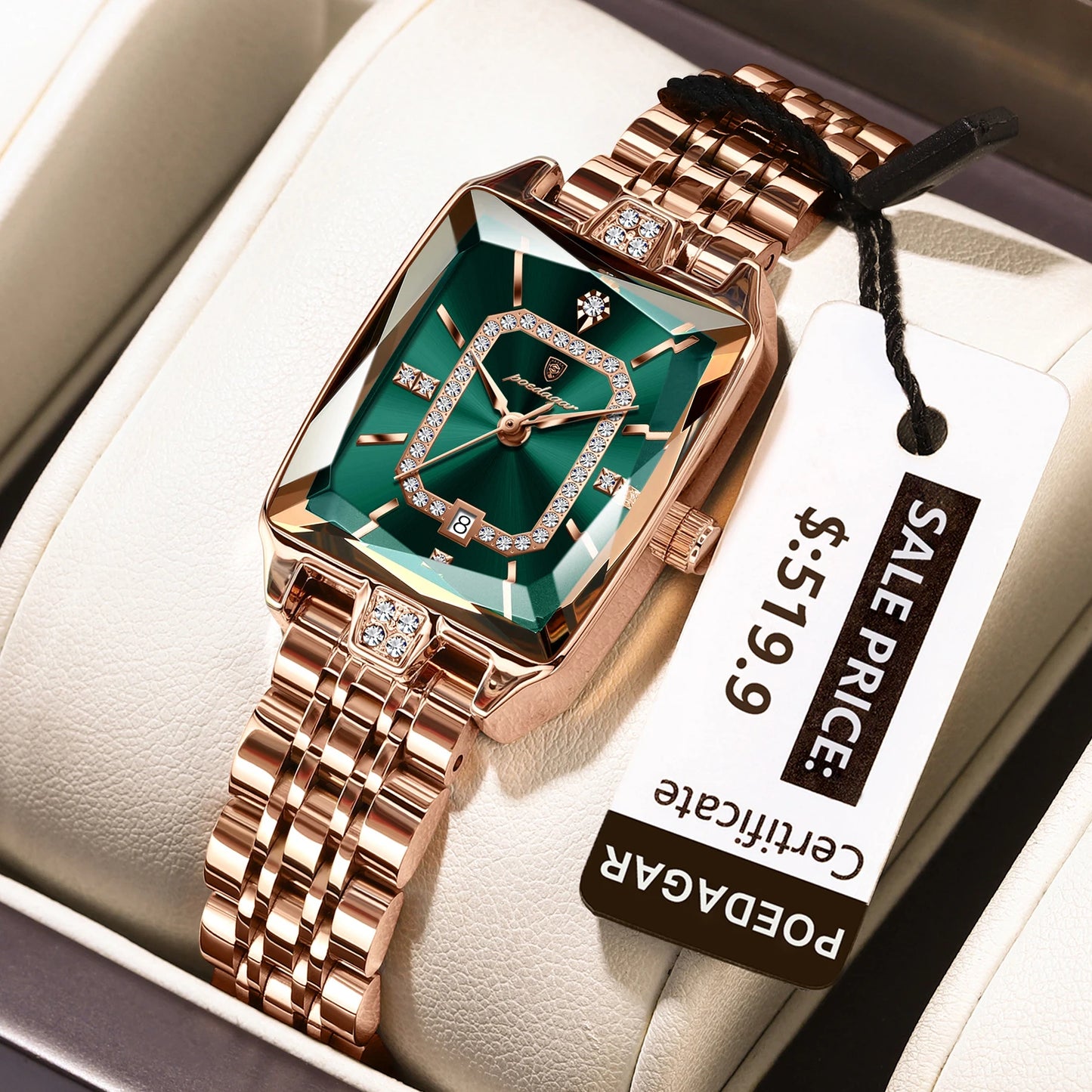POEDAGAR montre de luxe pour femme calendrier étanche haute qualité dames montre en acier inoxydable Quartz femmes montres élégant + boîte
