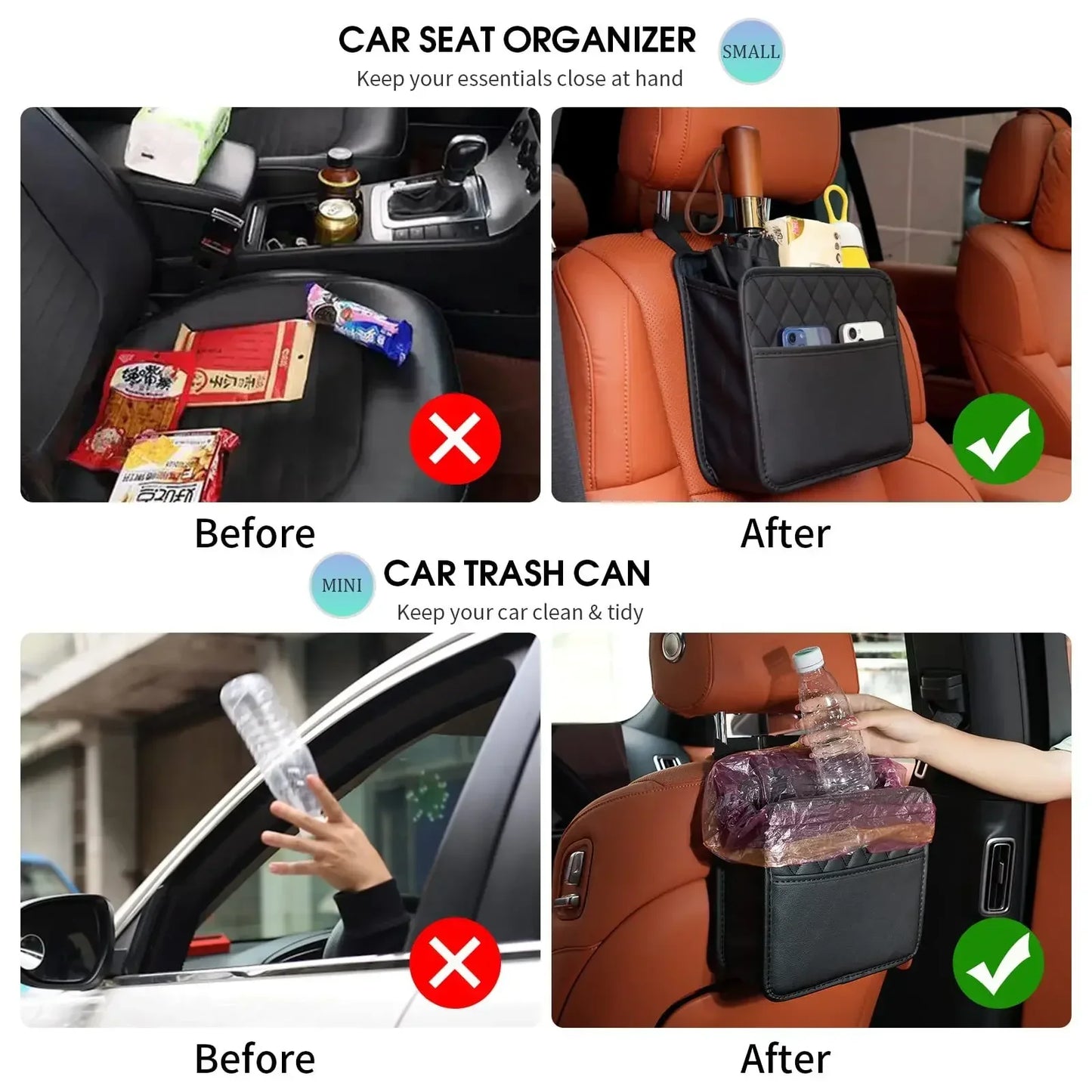 Sac de rangement multifonction en cuir PU pour dossier de siège de voiture, pour Renault Clio Laguna Megane Duster, porte-gobelet en tissu, poche pour déchets
