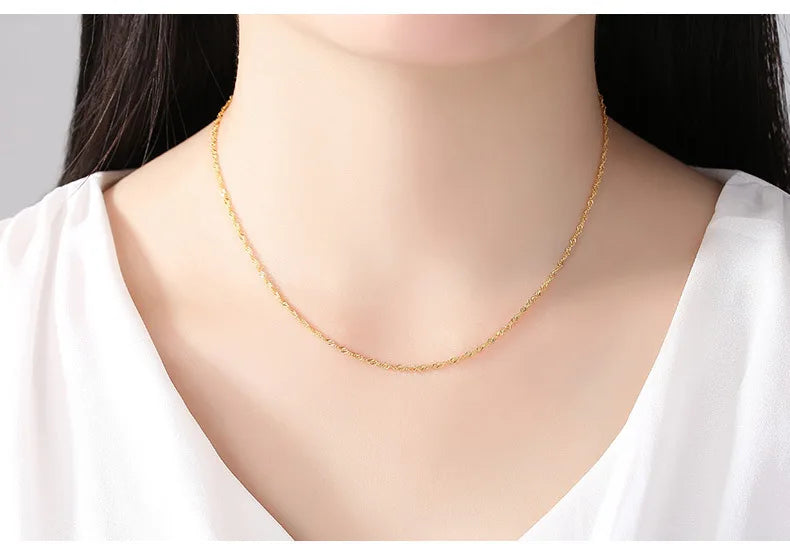 Chaîne de collier couleur or 14k pour femmes, boîte, os de serpent/étoilé/chaîne croisée, collier de 18 pouces, bijoux fins, cadeaux