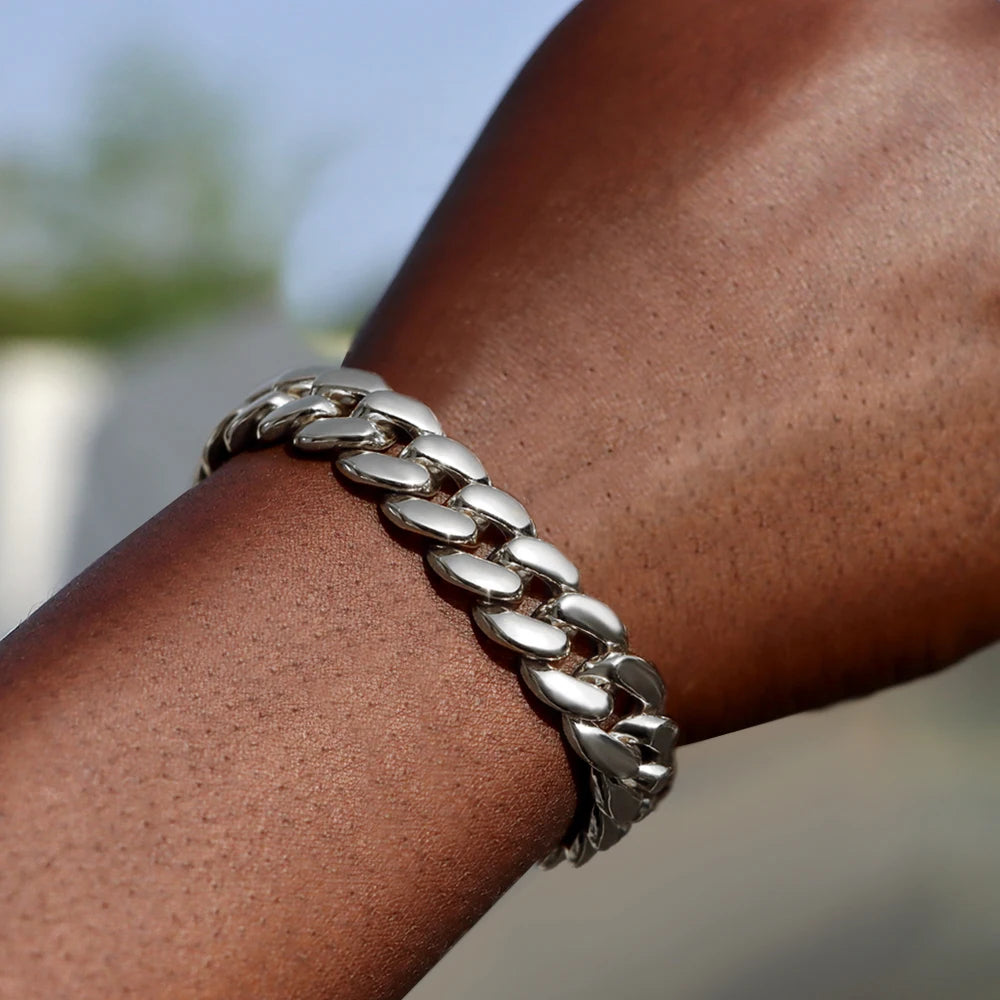 Bracelets en chaîne cubaine à maillons glacés de 14MM pour hommes et femmes, strass complets, épais, Miami, Punk, Hip Hop, bijoux cadeau