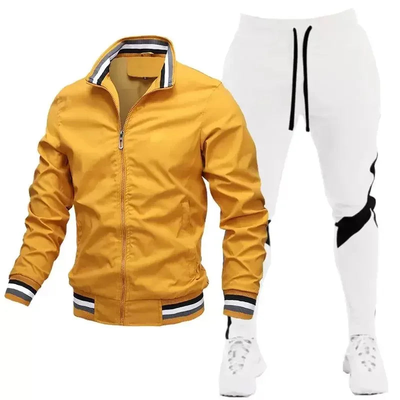 Survêtement pour hommes, jogging décontracté, vêtements de sport, vestes et pantalons, ensembles de 2 pièces, col montant, combinaison de sport, Jogging, Fitness