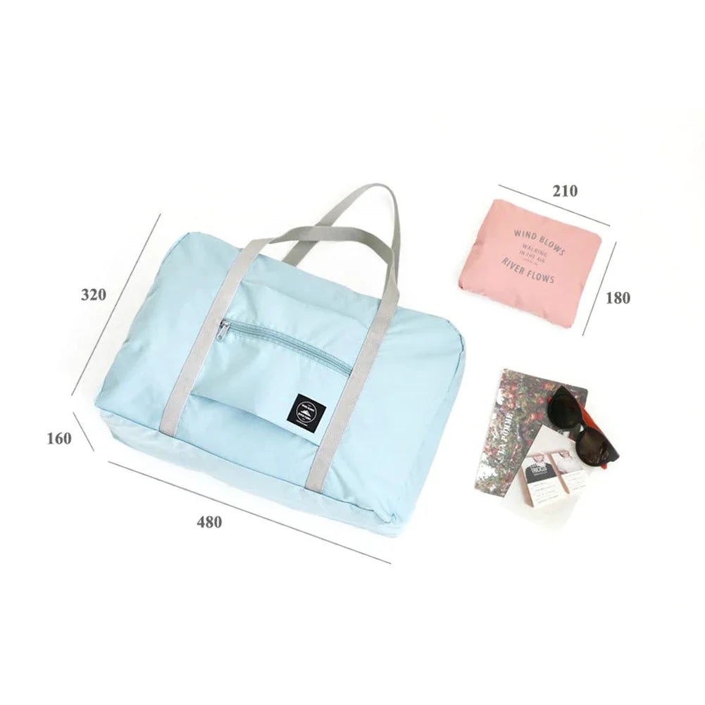 Sac de voyage pliant imperméable de couleur unie, sac à bagages léger de grande capacité