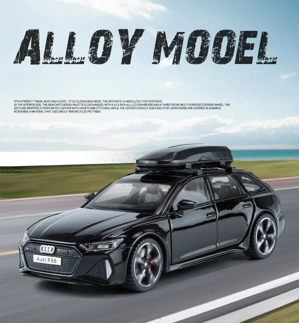 Modèle de voiture jouet Audi RS6 avec son et lumière, portes ouvertes en alliage moulé sous pression, jouet de Collection pour garçon et adulte, cadeau de Festival, 1/32