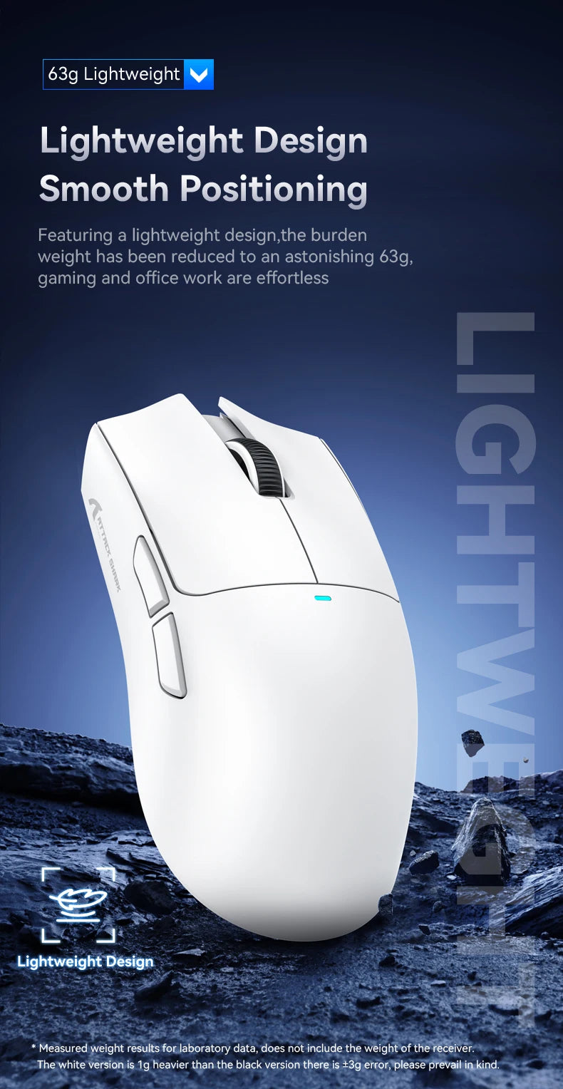ATTACK SHARK X11 Souris de jeu sans fil légère avec rétroéclairage RVB, jusqu'à 22 K DPI, capteur optique PAW3311, commutateur HUYU