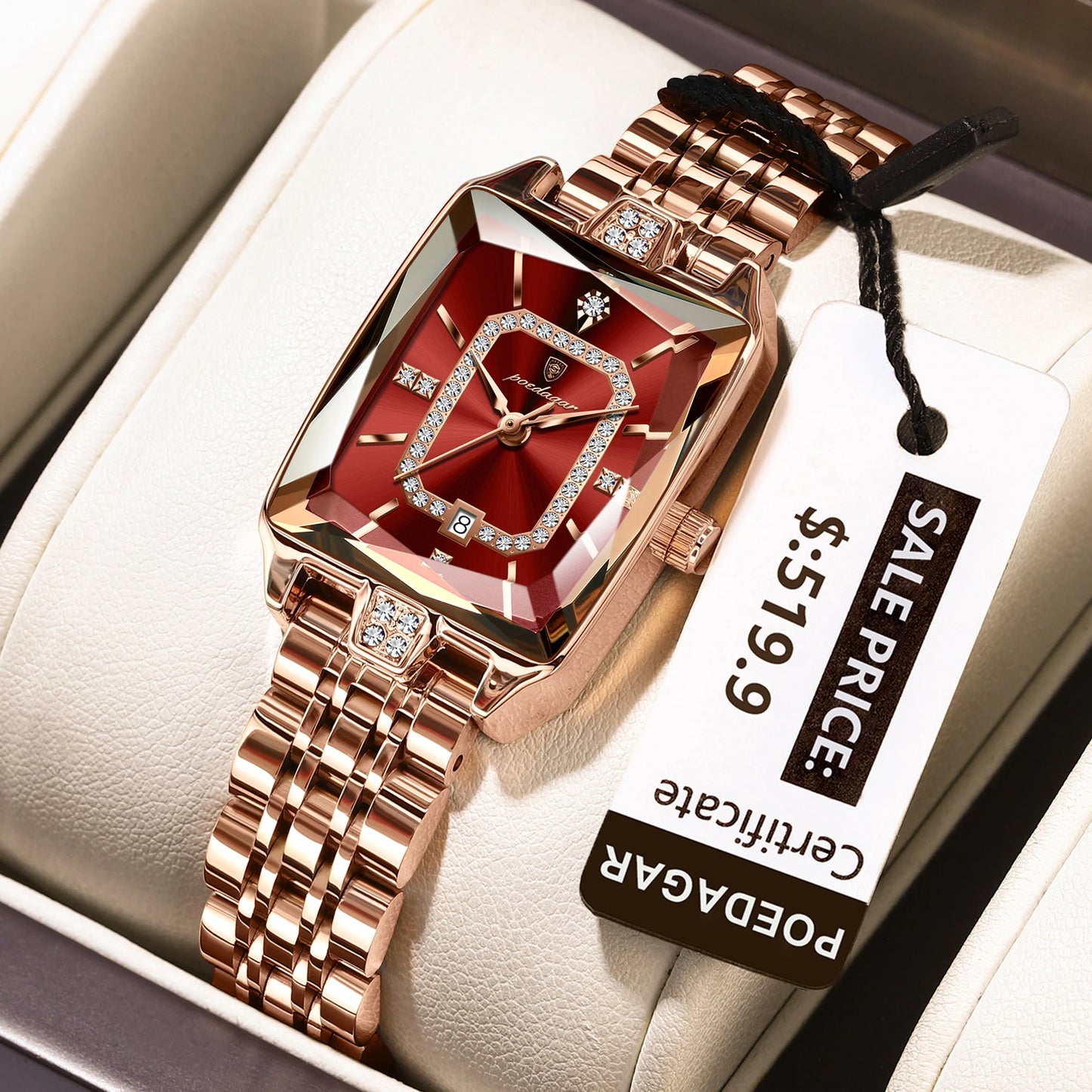 POEDAGAR montre de luxe pour femme calendrier étanche haute qualité dames montre en acier inoxydable Quartz femmes montres élégant + boîte