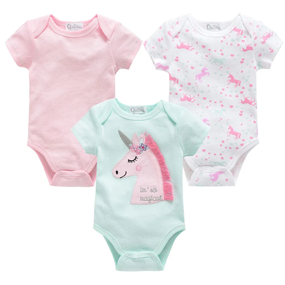 Vêtements Pour bébés filles, 3 pièces/lot, Body en coton à manches courtes pour filles de 0 à 12 mois, vêtements pour nouveau-nés garçons et tout-petits