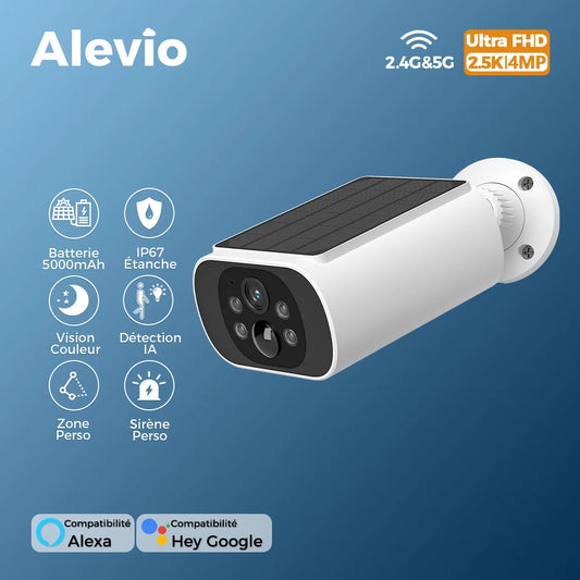 ALEVIO 2.5K caméra solaire extérieure caméra sans fil WIFI Ultra veille temps PIR lumière de mouvement couleur Vision nocturne AI détecter batterie Cam