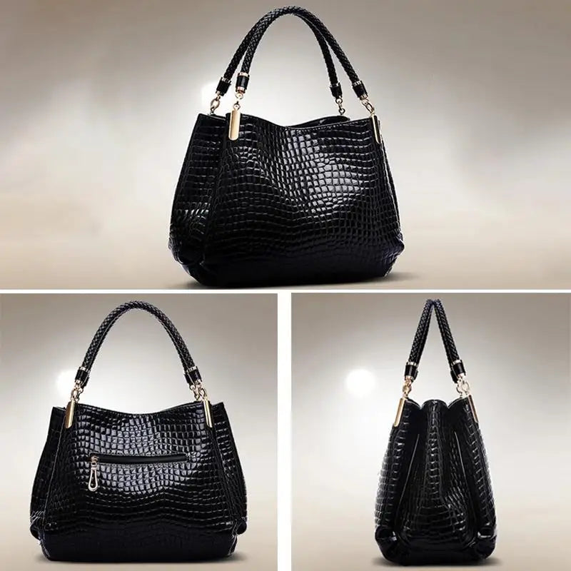 Sac à main grande capacité pour femmes, fourre-tout pour les déplacements quotidiens, sac à bandoulière imprimé Crocodile, visage brillant, Shopping