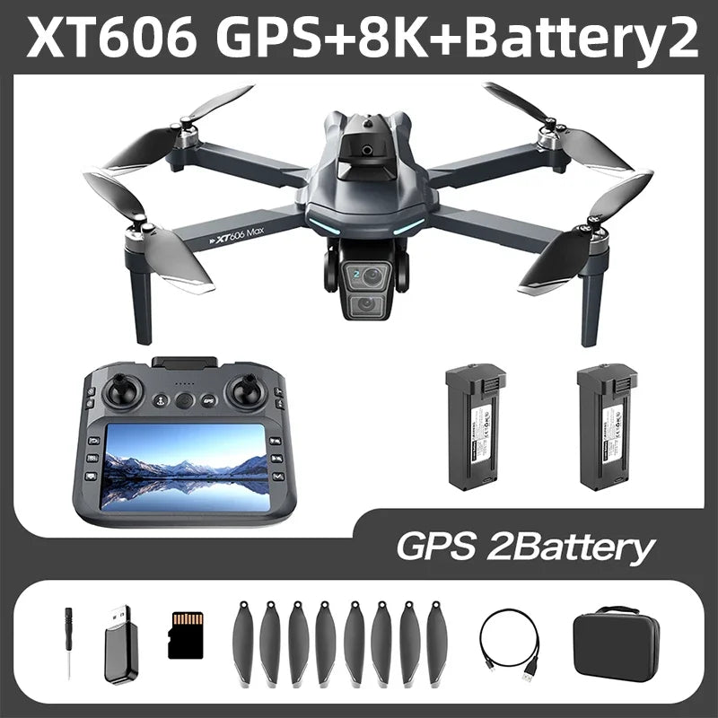 Xiaomi XT606 MAX GPS Drone 4k professionnel 8K HD caméra FPV souhait écran Drone 360 ° Jouets quadrirotor pour éviter les obstacles, drone
