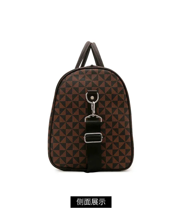 Sacs de voyage rétro géométriques en PU pour femmes, grande capacité, sacs à bandoulière classiques de haute qualité, couleurs assorties, 2024