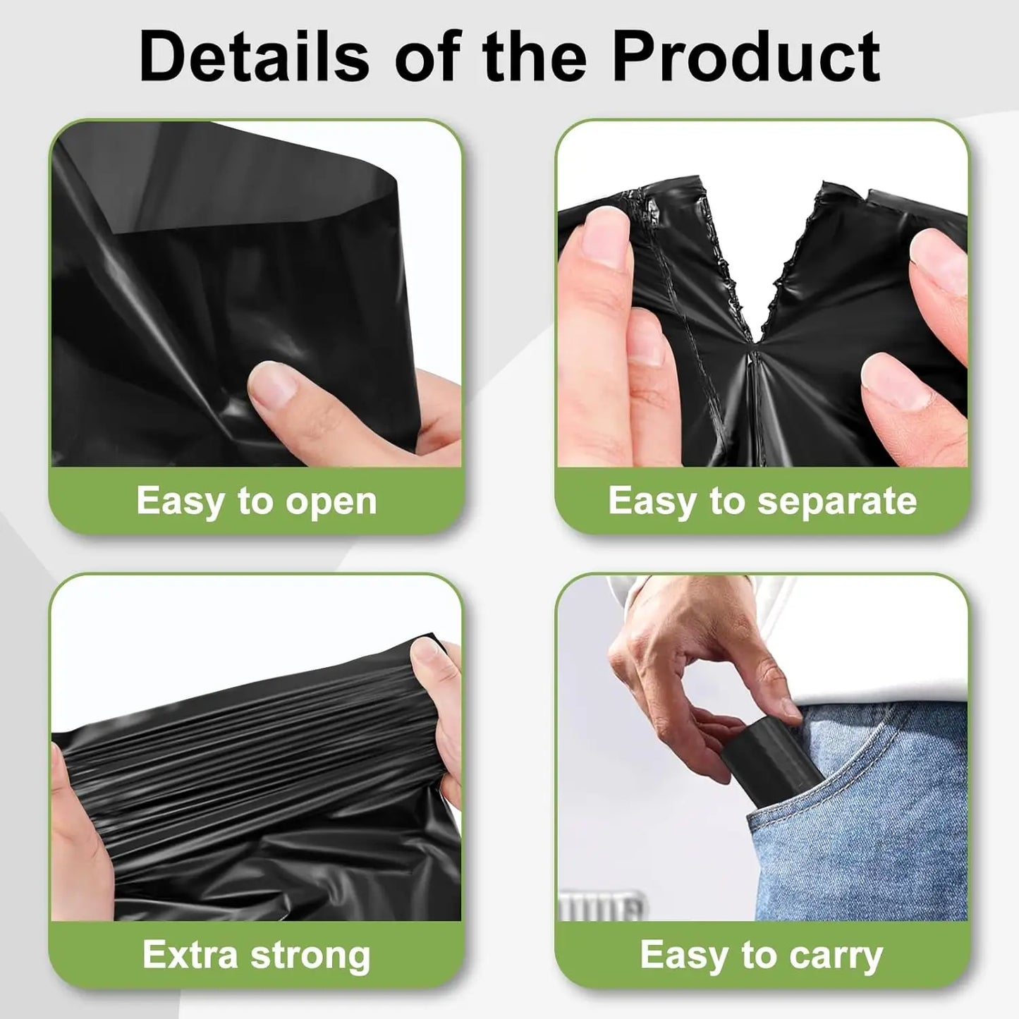 Sacs de merde de chien sacs de déchets portables pour animaux de compagnie sacs de déchets de chien durables et anti-fuite avec distributeur fournitures de nettoyage pour animaux de compagnie pour l'extérieur