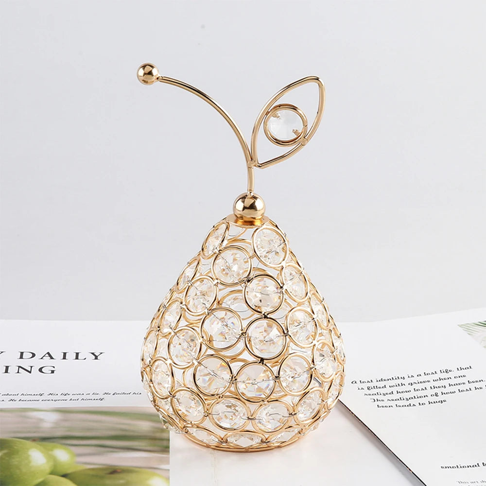 Ornements de pomme en cristal créatifs, strass scintillants en forme d'ananas, miniature de poire de neige, artisanat de décoration pour la maison, accessoires de photographie