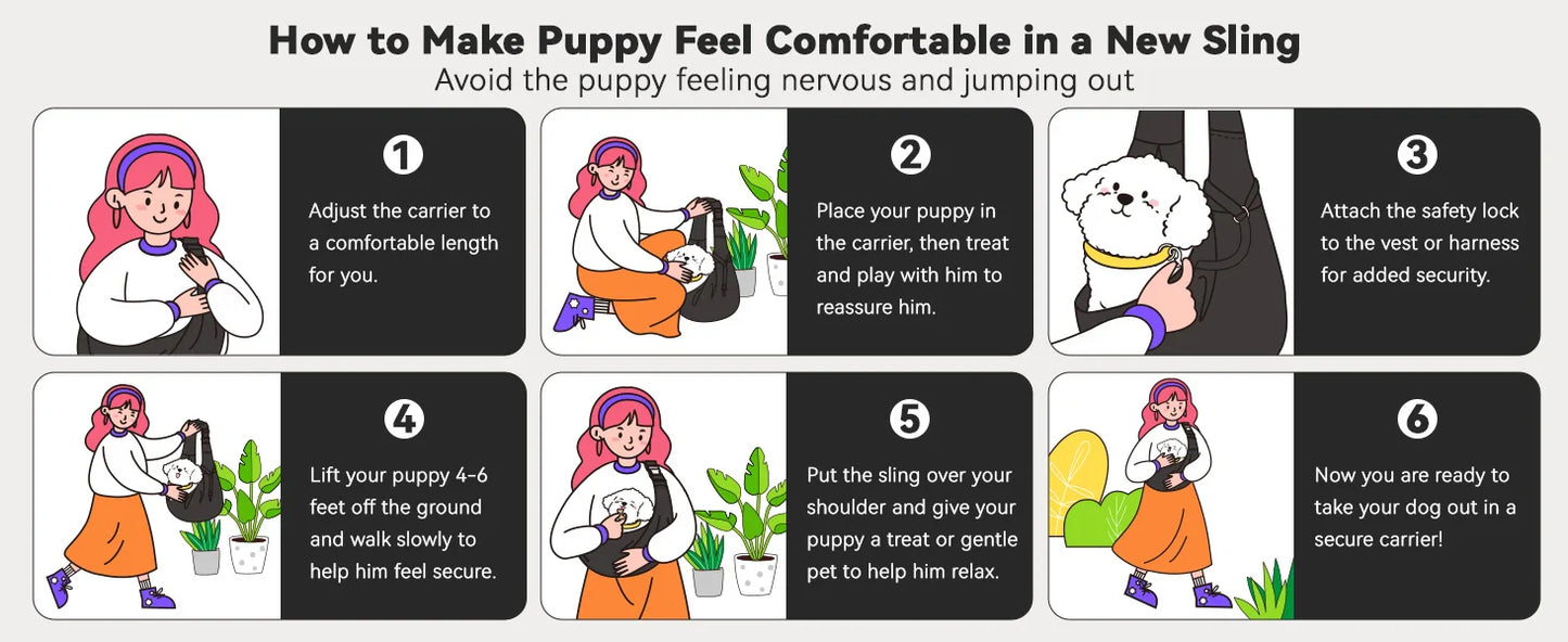 Pawaboo – porte-élingue réversible pour petit chien, mains libres, pour chiot, avec boucle de sangle réglable