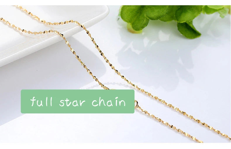 Chaîne de collier couleur or 14k pour femmes, boîte, os de serpent/étoilé/chaîne croisée, collier de 18 pouces, bijoux fins, cadeaux