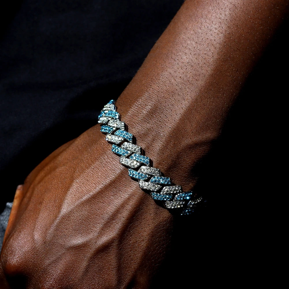 Bracelets en chaîne cubaine à maillons glacés de 14MM pour hommes et femmes, strass complets, épais, Miami, Punk, Hip Hop, bijoux cadeau
