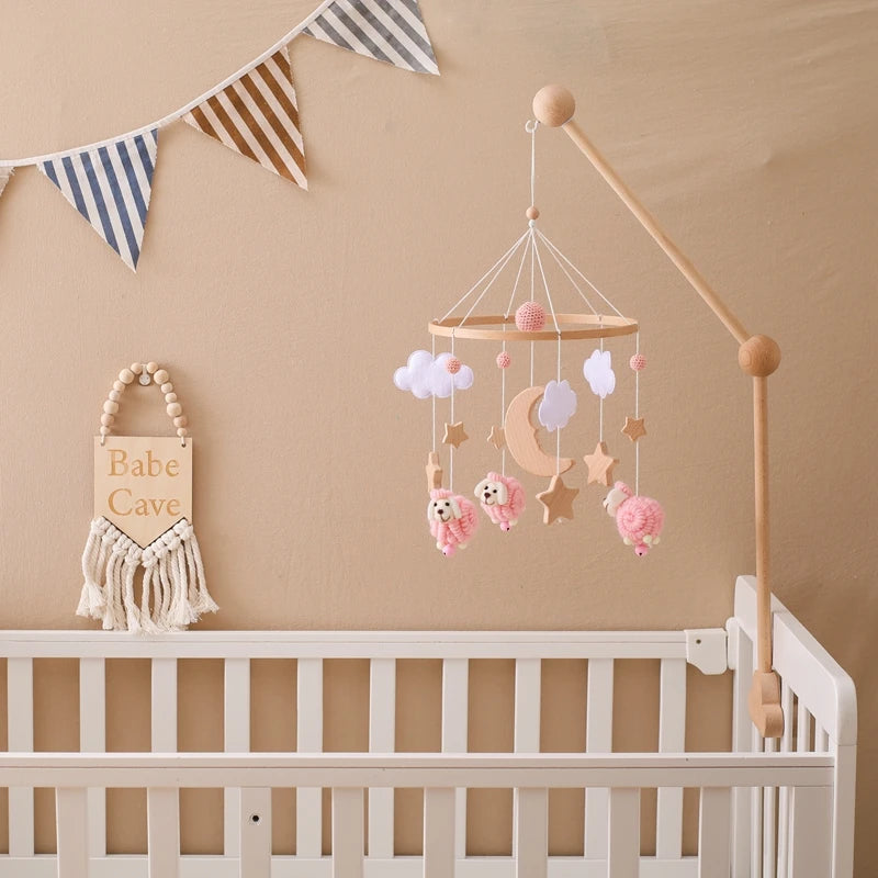 Berceau de bébé lit Mobile cloche hochet jouets en bois Crochet étoiles pendentif lit cloche jouets nouveau-né confort berceau support suspendus jouets cadeaux