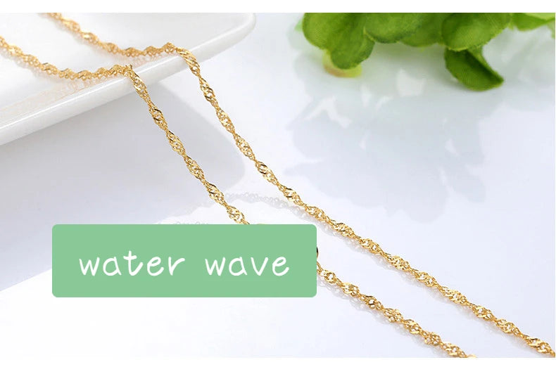 Chaîne de collier couleur or 14k pour femmes, boîte, os de serpent/étoilé/chaîne croisée, collier de 18 pouces, bijoux fins, cadeaux
