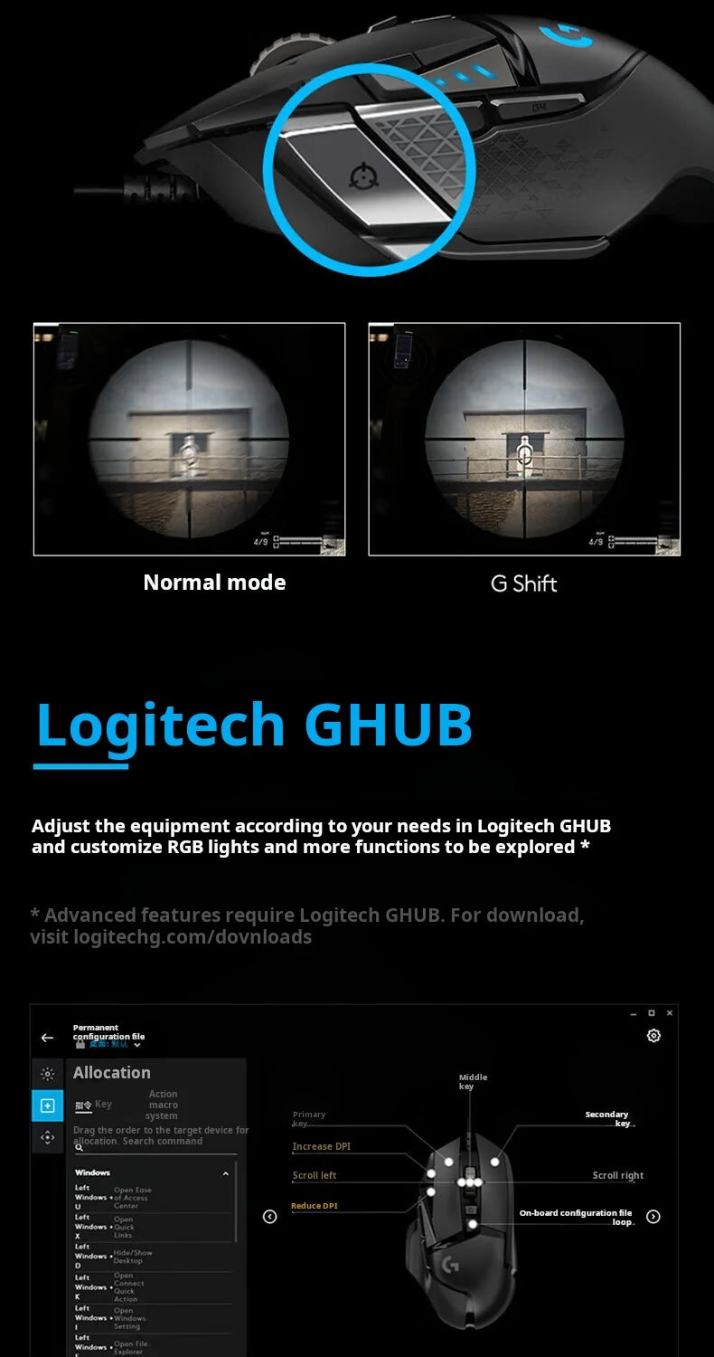 Logitech G502 HERO câble souris de jeu e-sports manger du poulet souris mécanique lumière rvb peut être équilibrée pour manger du poulet Macro Prog