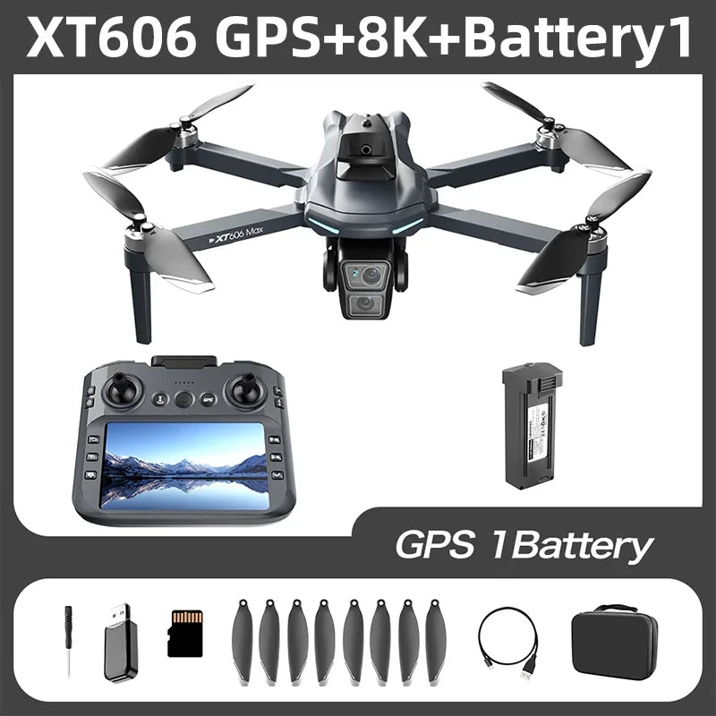 Xiaomi XT606 MAX GPS Drone 4k professionnel 8K HD caméra FPV souhait écran Drone 360 ° Jouets quadrirotor pour éviter les obstacles, drone