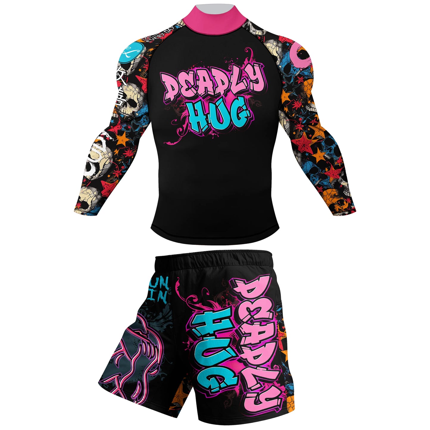 Cody Lundin nouveaux modèles personnalisés manches courtes Polyester extensible éruptions cutanées Shorts MMA BJJ ensembles avec ceinture en caoutchouc