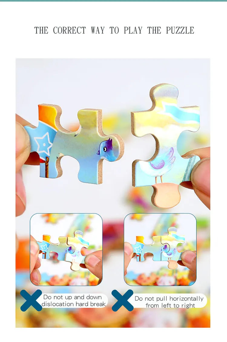 Puzzle de dessin animé 60 pièces avec boîte en métal, Puzzle de véhicule Animal d'éducation précoce pour enfants, jeu d'interaction Parent-enfant