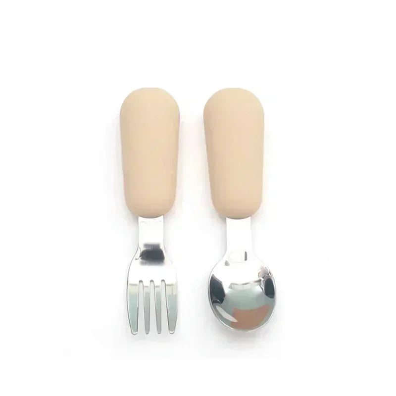 Ensemble de vaisselle de dessin animé pour bébé, ustensiles pour enfants en acier inoxydable, couverts de table pour tout-petits, dessin animé, cuillère d'alimentation pour nourrissons, fourchette