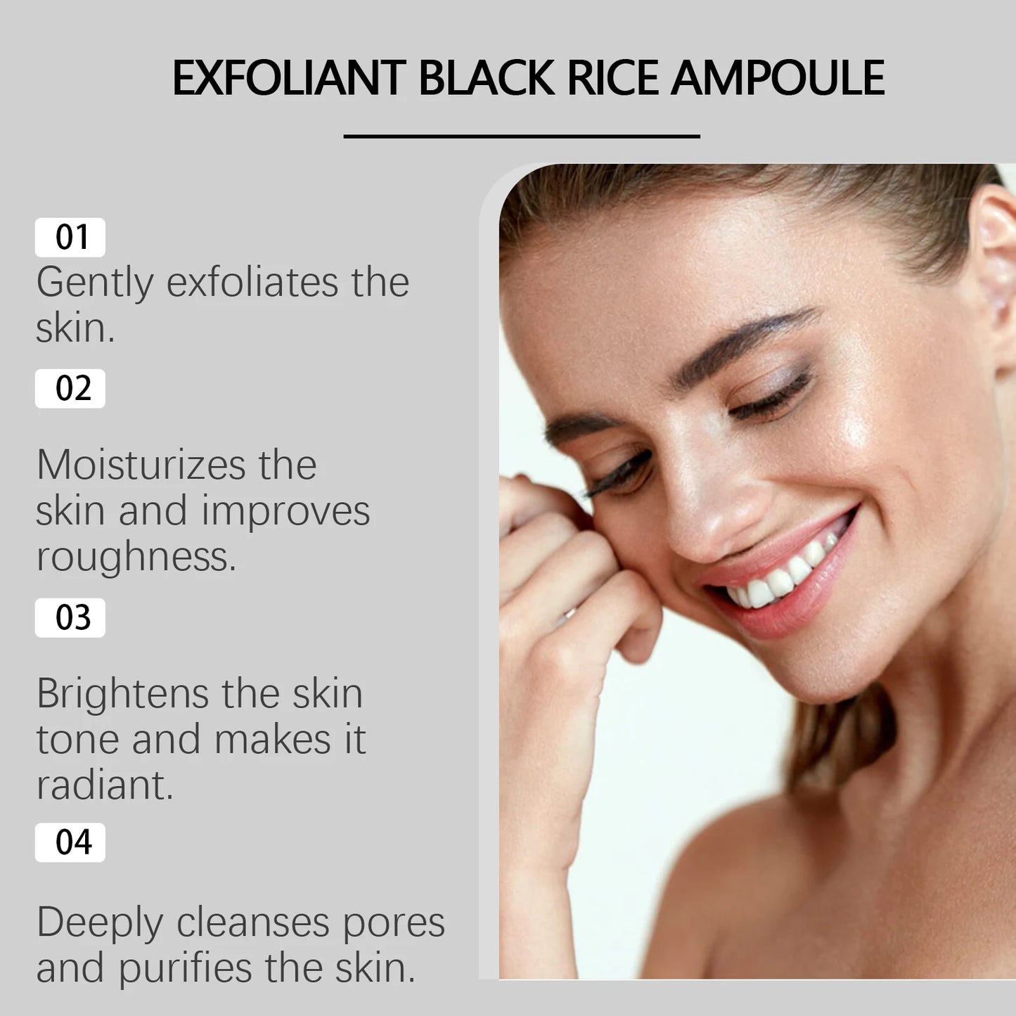 Sérum hydratant pour le visage, nourrit la peau sèche, Essence éclaircissante, ligne Fine lisse, rétrécit les Pores, Toner, liquide exfoliant au riz noir