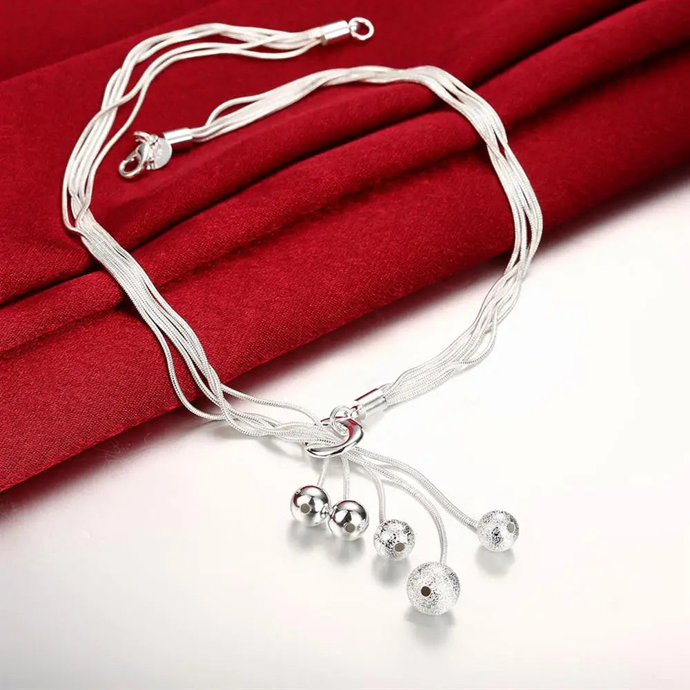 Marques populaires 925 glands en argent Sterling perles suspendues Bracelets collier boucle d'oreille ensemble de bijoux pour les femmes cadeaux de fête de mode