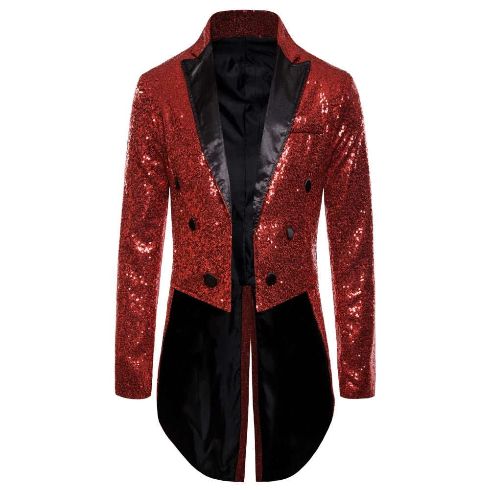 Manteau de Costume à paillettes dorées brillantes pour hommes, veste de smoking à Double boutonnage pour marié de mariage, Costume de fête sur scène de bal